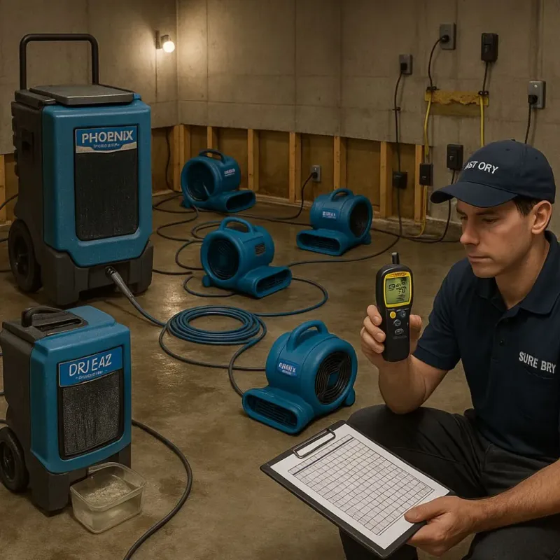 Structural Drying and Dehumidification process in Woodcreek, TX